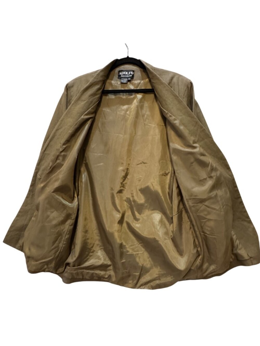 Adolfo Women's Khaki Linen Blazer Size 8 Single-Button Classic 90's Quiet Luxury - Picture 4 of 7